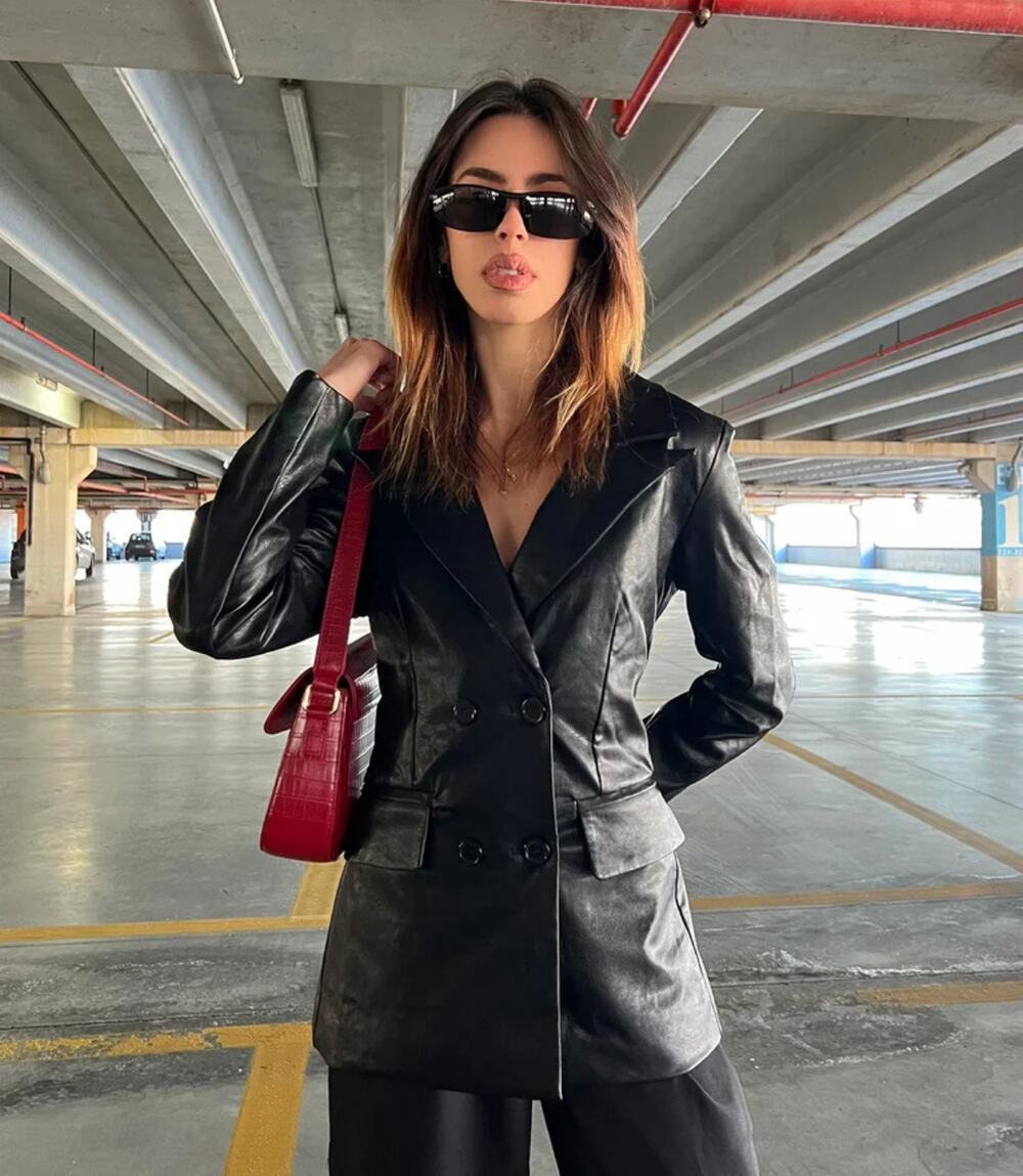 Princess Polly Faux Leather Ellen Double Breasted Jacket